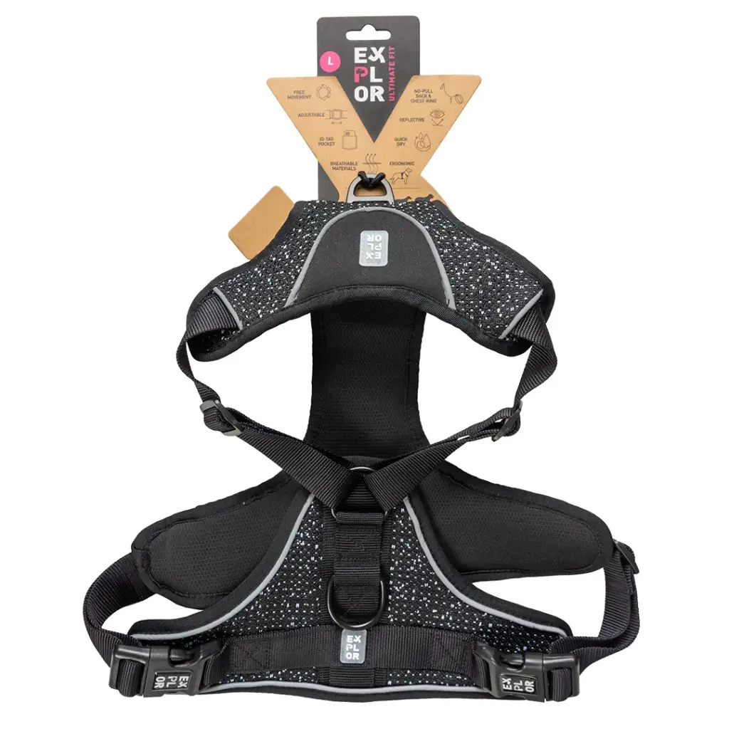 Large-Ultimate fit no-pull harness fashion granite black / مقود مقاس كبير بمقاس مثالي يمنع السحب - ألوان جرانيت الأسود