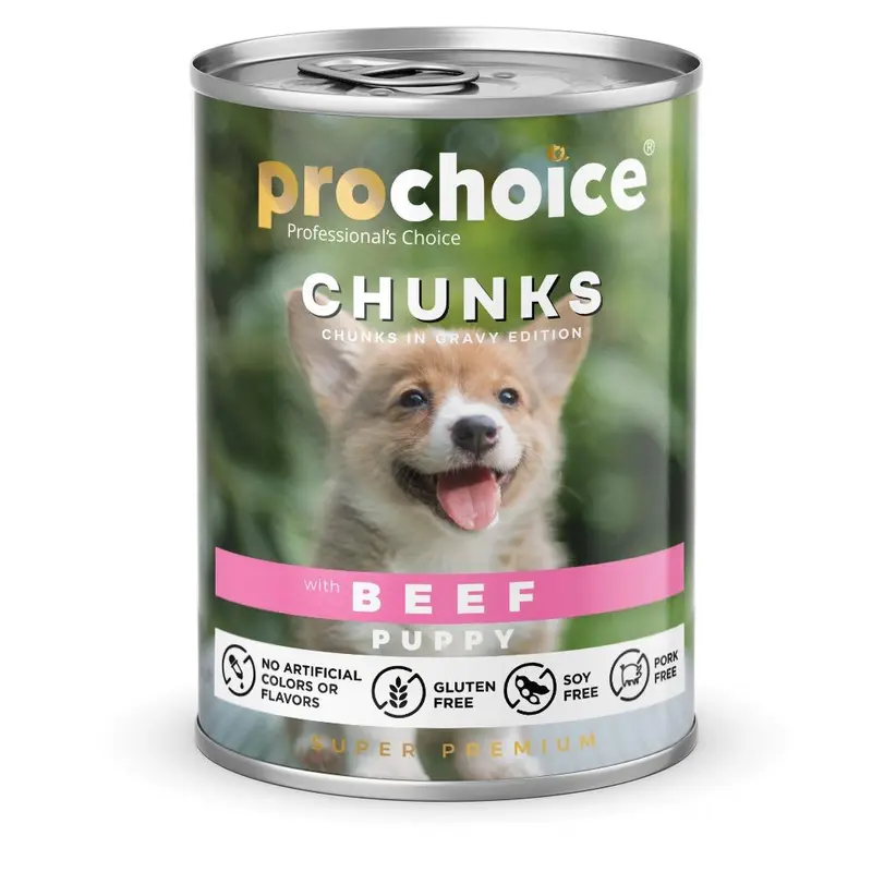 Prochoice Wet Food Beef Chunks For Puppies / بروتشويس طعام رطب بقطع اللحم البقري للجراء