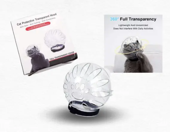 Cat Protective Transparent Hood Small / غطاء واقي شفاف للقطط - حجم صغير 