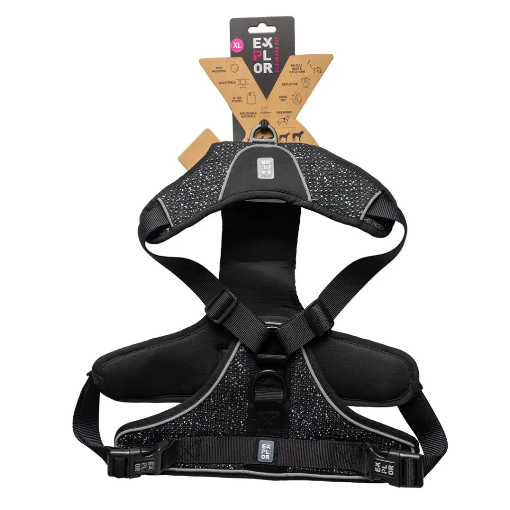 X Large-Ultimate fit no-pull harness fashion granite black / مقود مقاس كبير جدًا بمقاس مثالي يمنع السحب - ألوان جرانيت الأسود