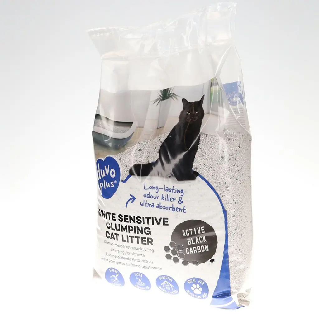 Duvo White Sensitive Clumping Cat Litter - Black Carbon / دوفو وايت سينسيتيف كلمبينج ليتر - كربون أسود
