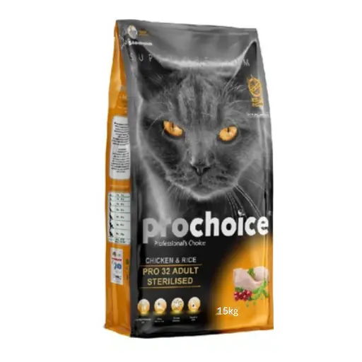 Prochoice | Pro 32 Sterilized Adult Cat Food with Chicken and Rice / بروتشويس | تركيبة Pro 32 طعام للقطط البالغة المعقمة بالدجاج والأرز