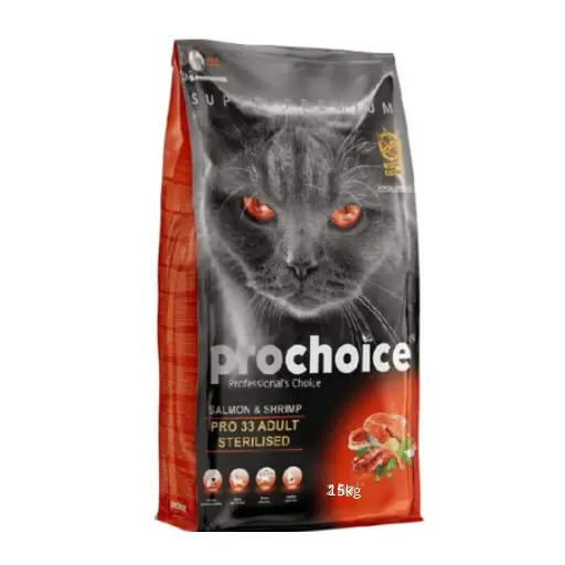 Prochoice | Pro 33 Sterilized Adult Cat Food with Salmon & Shrimp / بروتشويس | تركيبة Pro 33 طعام للقطط البالغة المعقمة بالسلمون والروبيان