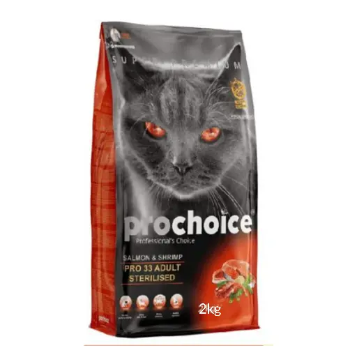 Prochoice | Pro 33 Sterilized Adult Cat Food with Salmon & Shrimp / بروتشويس | تركيبة Pro 33 طعام للقطط البالغة المعقمة بالسلمون والروبيان