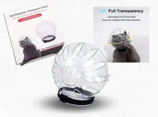 Cat Protective Transparent Hood Medium / غطاء واقي شفاف للقطط - حجم متوسط 