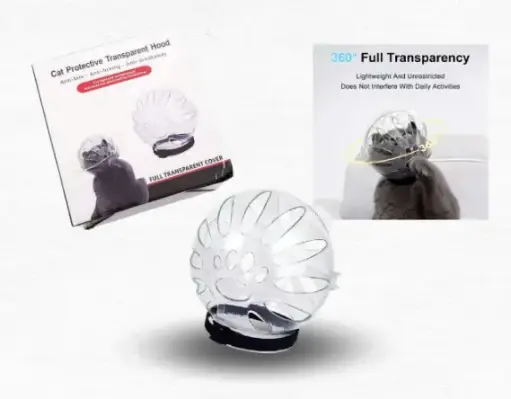 Cat Protective Transparent Hood Small / غطاء واقي شفاف للقطط - حجم صغير 